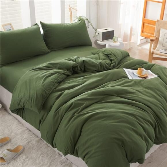 100% Jersey Knit Cotton Duvet Cover Set T-Shirt Feel Bedding Set Ultra Soft